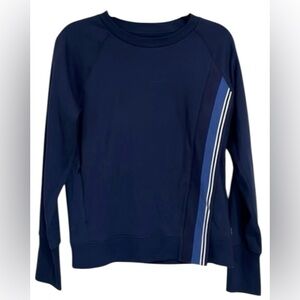 Athleta Triumph Game Point XL/TG navy blue striped long sleeve sweatshirt